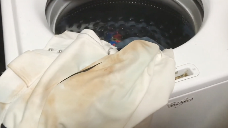 White Baseball Pants Washing Machine