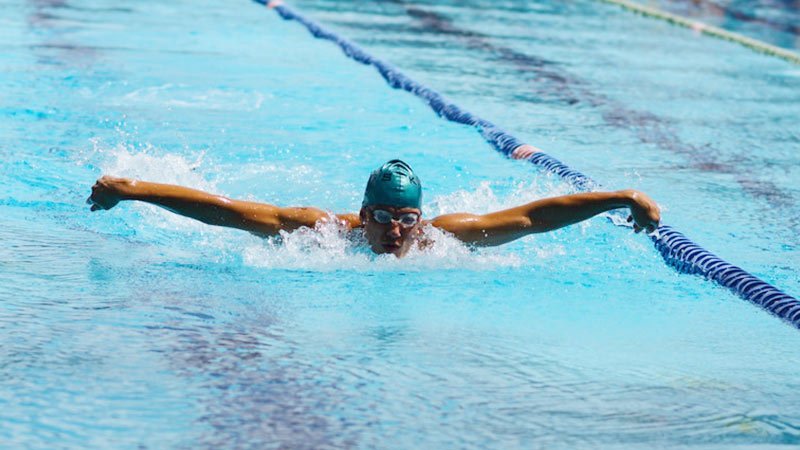 How do Olympic swimmers touch the wall?