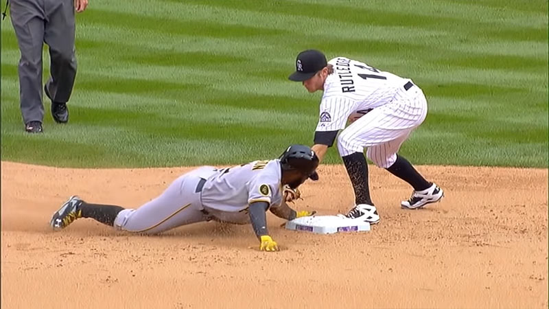 Runner Is Caught Between Second And Third Base