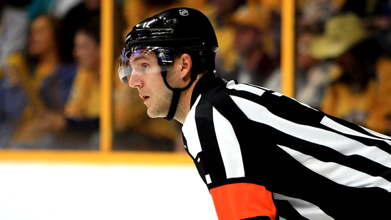 Do NHL refs wear helmets?