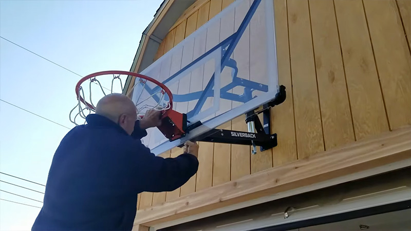 mount a basketball hoop on garage