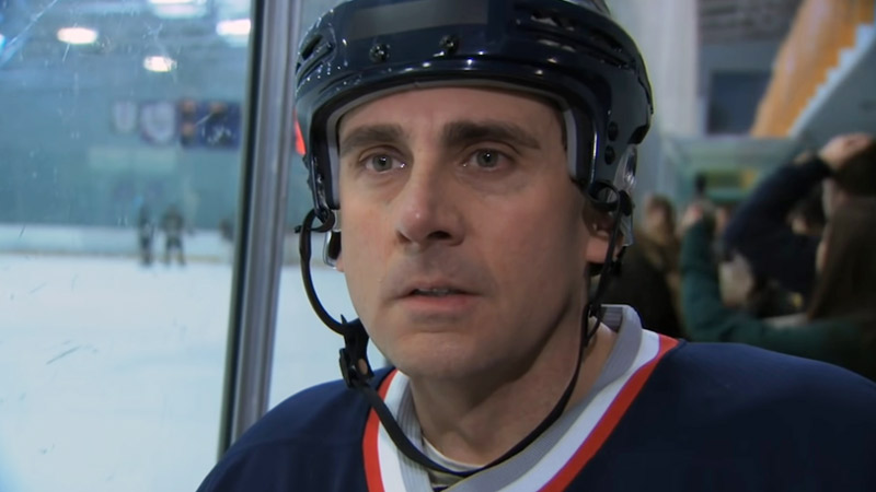 Steve Carell Play Hockey