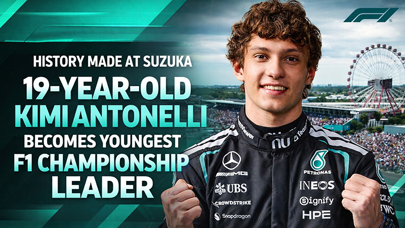 19-Year-Old Kimi Antonelli Becomes Youngest F1 Championship Leader