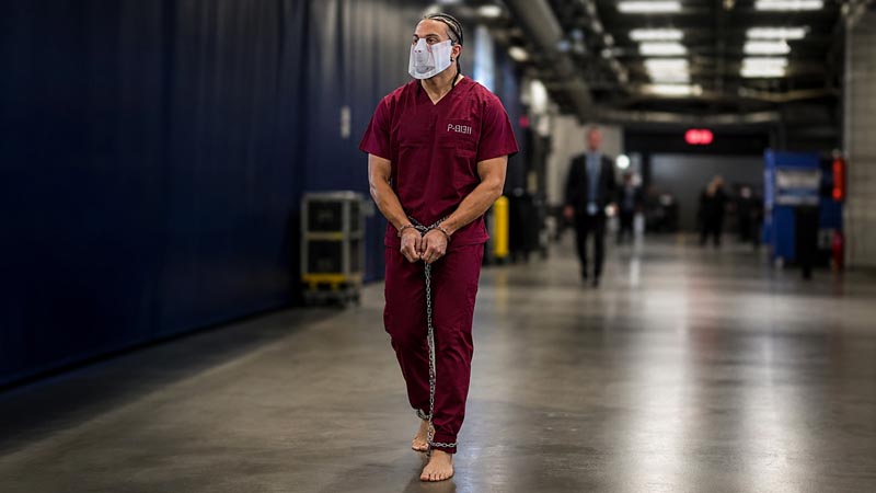 why is mack hollins in shackles